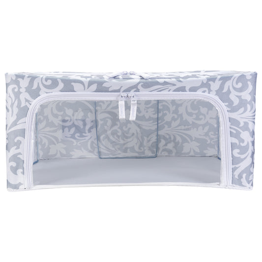 Periea Folding/Collapsible Storage Box - Grey Damask - Holiday Accent Ltd