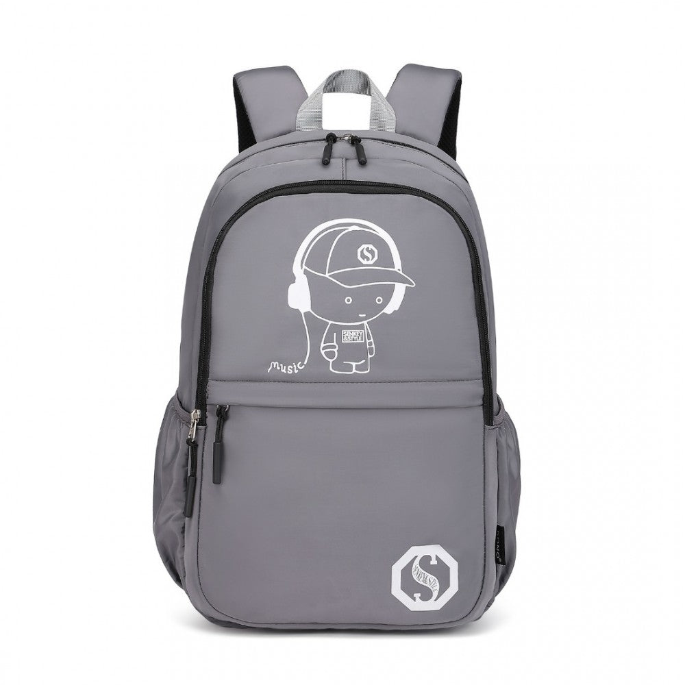 Kono Glow-in-the-Dark Childrens 3-Piece Laptop Backpack Set with Crossbody Bag and Pencil Case - Grey - Holiday Accent Ltd