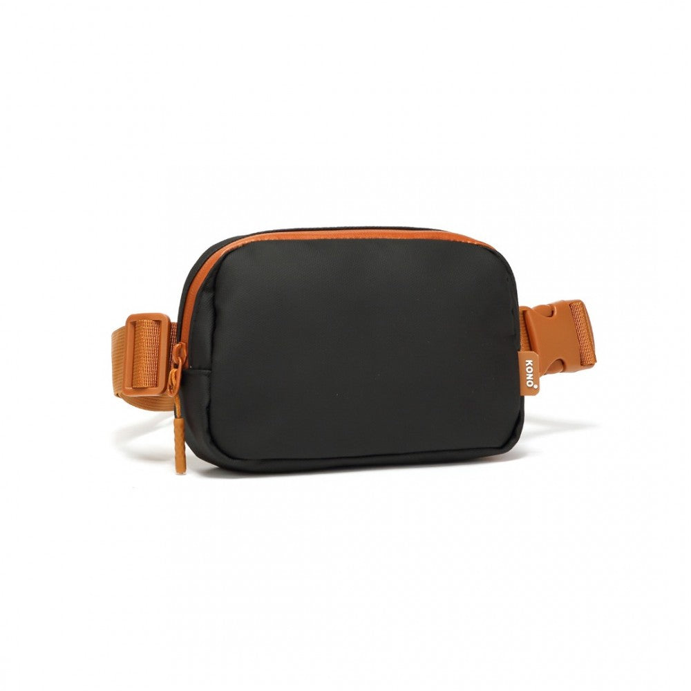 KONO Waist Money Belt Bag Pack - Black/Brown - Holiday Accent Ltd