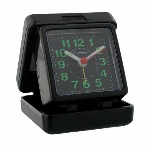 Widdop Folding Case Quartz Travel Alarm Clock Black - Holiday Accent Ltd