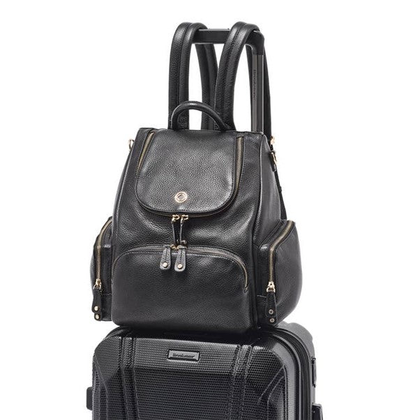 Amber Pebble Leather Backpack - Black - Holiday Accent Ltd