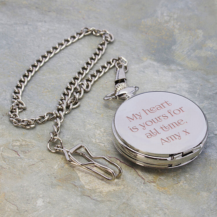 Personalised Silver-Plated Dual-Side Pocket Watch - Holiday Accent Ltd