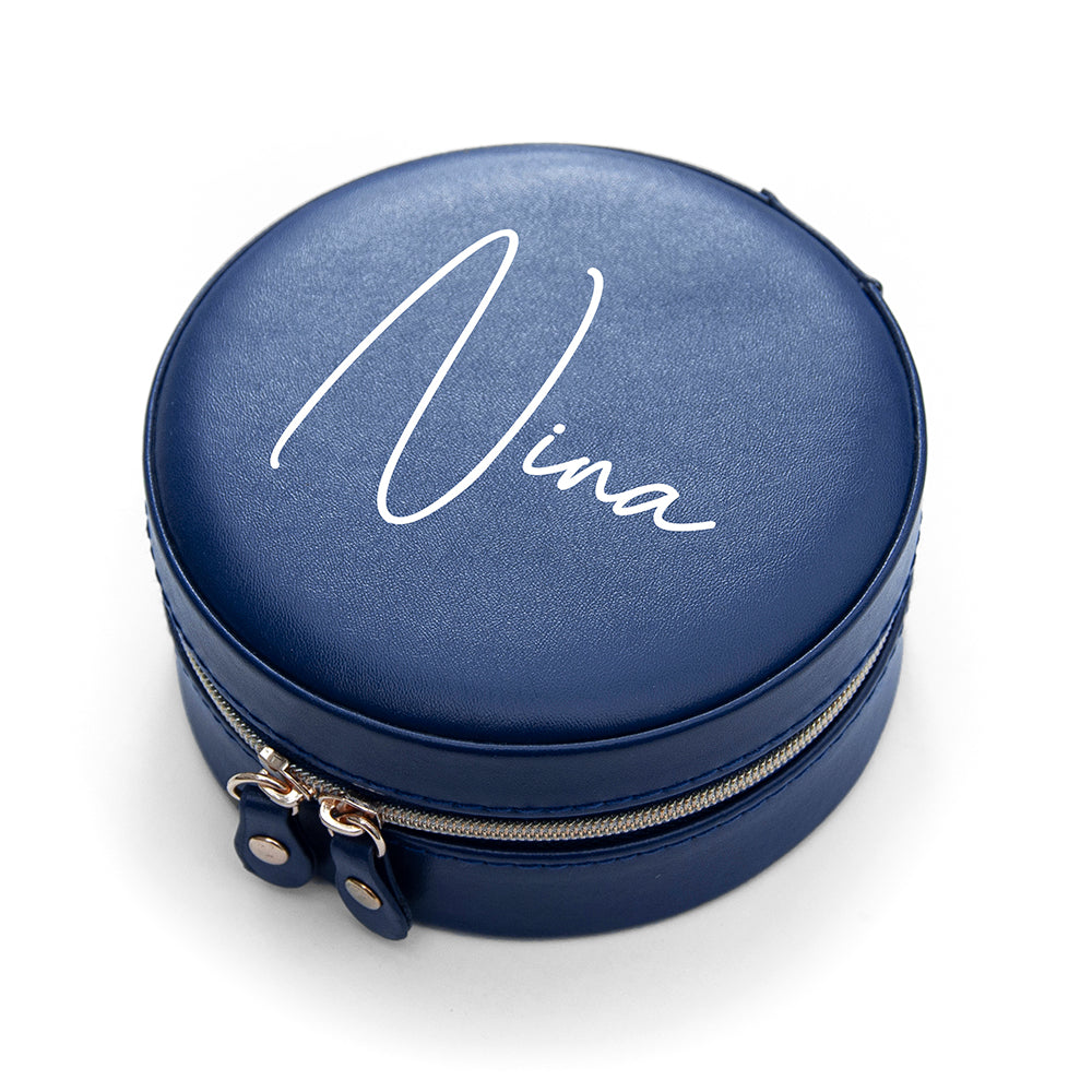 Personalised Round Travel Jewellery Case - Holiday Accent Ltd