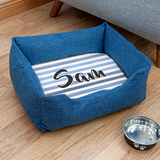 Personalised Dog or Cat Pet Bed with Striped Design - Holiday Accent Ltd