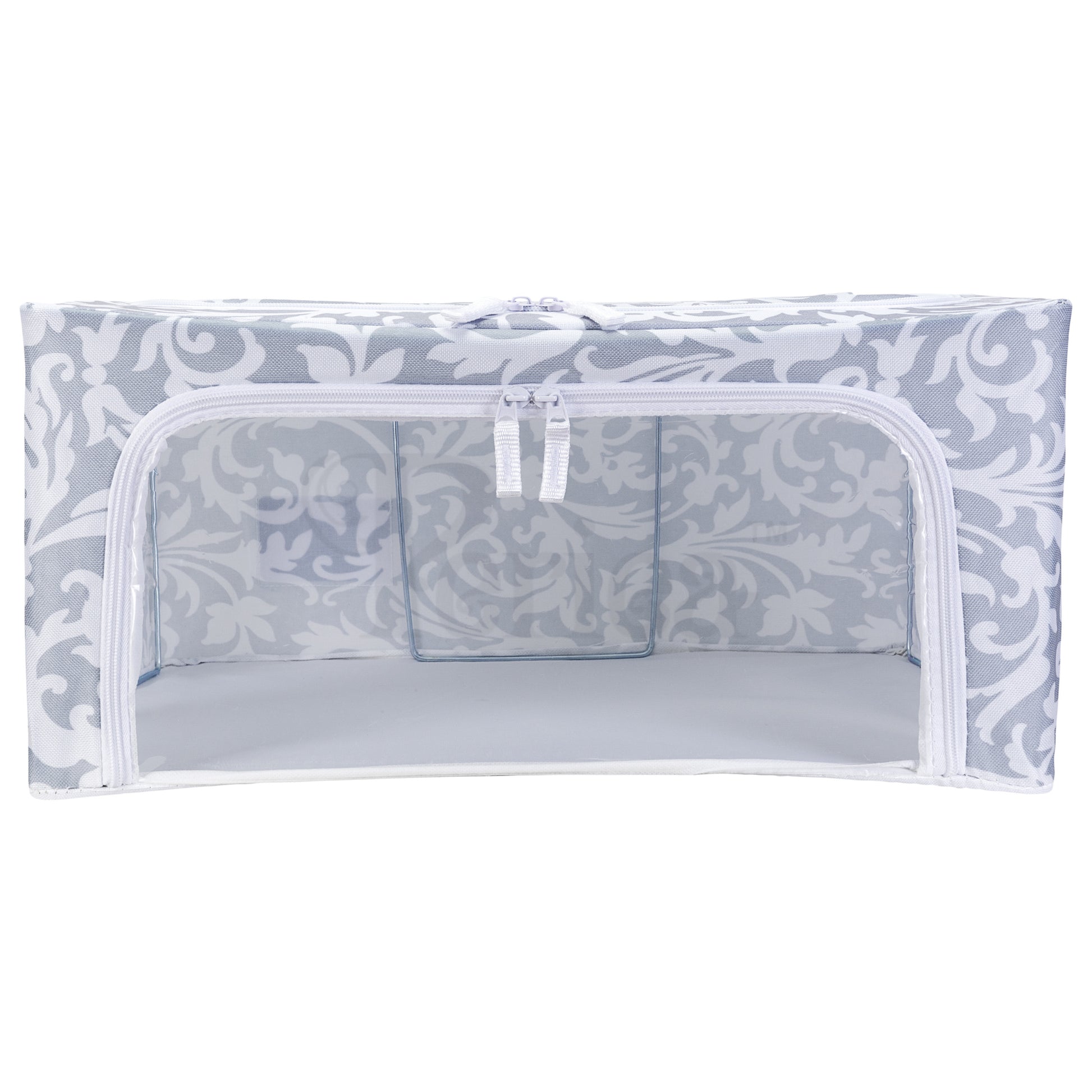 Periea Folding/Collapsible Storage Box - Grey Damask - Holiday Accent Ltd