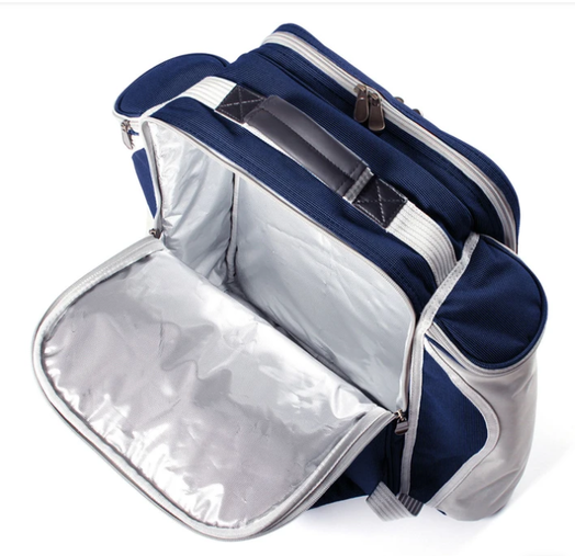 Greenfield Collection Super Deluxe Picnic Backpack Hamper for 2 People - Navy - Holiday Accent Ltd